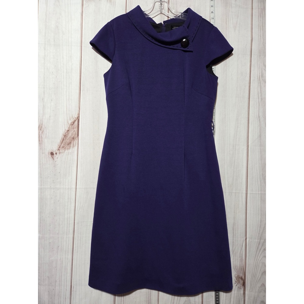 Tahari Purple Career Dress Ladies 10 Sheath Cap Sleeve Elegant Work‎